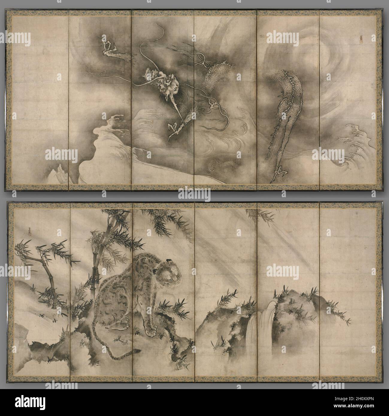 Framed Japanese Dragon in the Clouds - Ink On Paper - Early 20thC Framed Japanese Dragon in the Clouds - Ink On Paper - Early 20thC