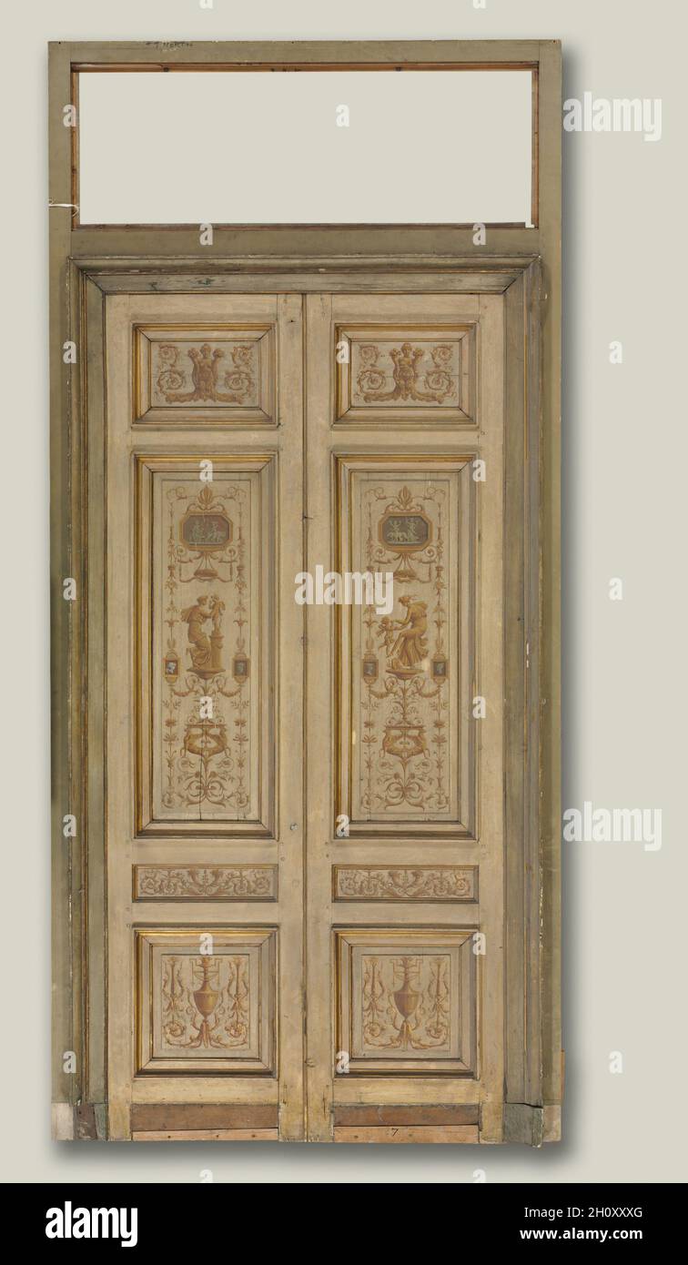 Double-Leaf Doors, 1790s. Pierre Rousseau (French, 1751-1829). Oil on wood; framed: 407.7 x 166.4 x 12.7 cm (160 1/2 x 65 1/2 x 5 in.); unframed: 274 x 63 cm (107 7/8 x 24 13/16 in.). Stock Photo