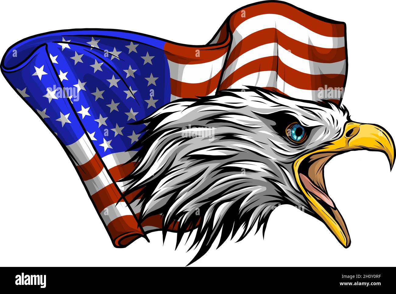 vector illustation American eagle against USA flag and white