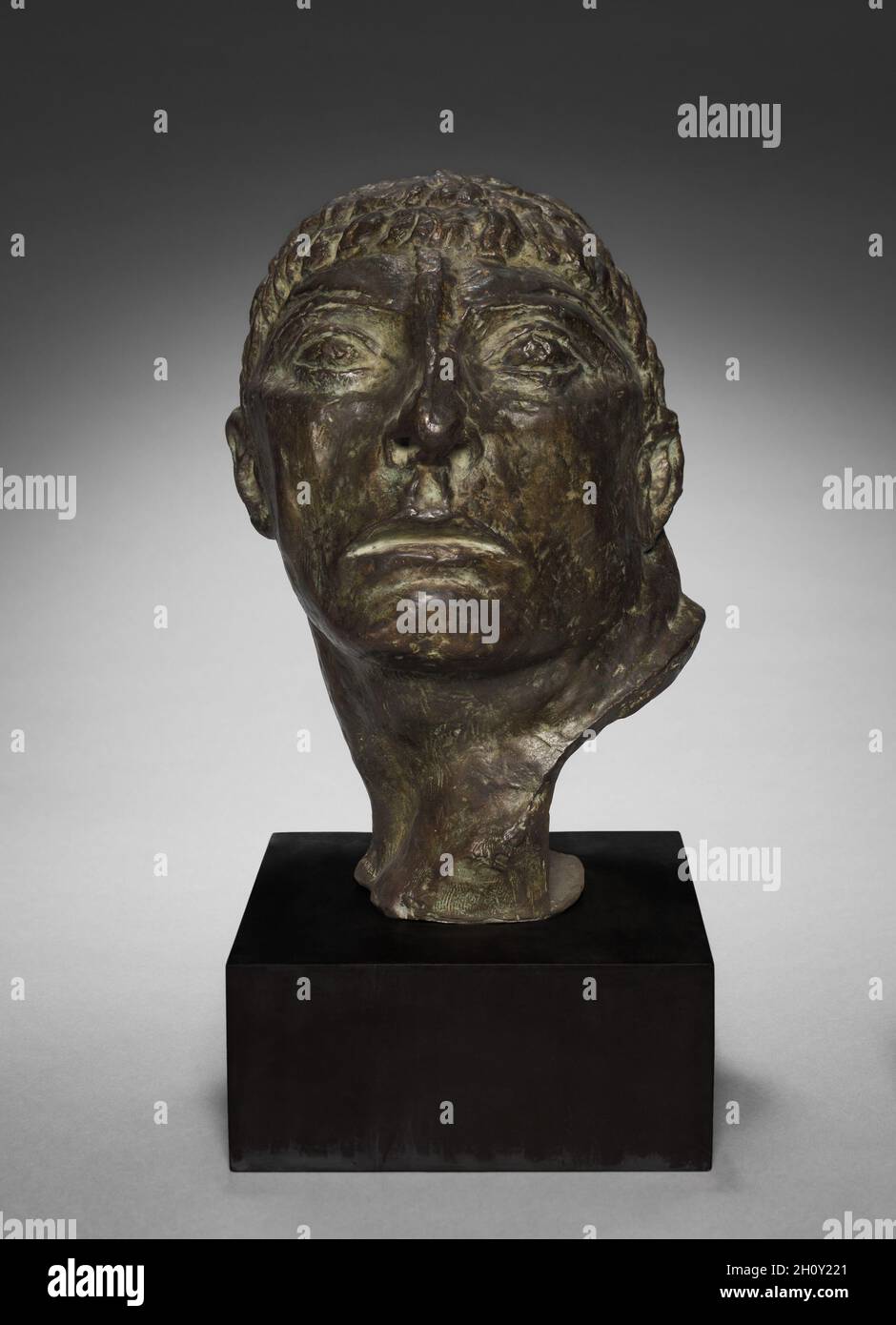 Mask of Hercules, 1909. Emile Antoine Bourdelle (French, 1861-1929). Bronze; overall: 37.2 cm (14 5/8 in.). Stock Photo