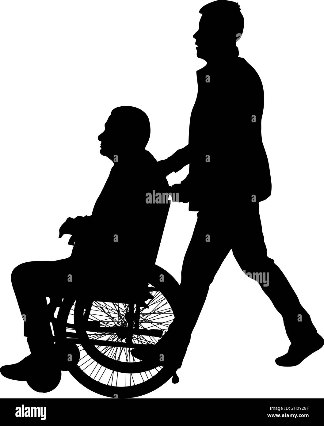 Silhouette of disabled people on a white background Stock Vector Image ...