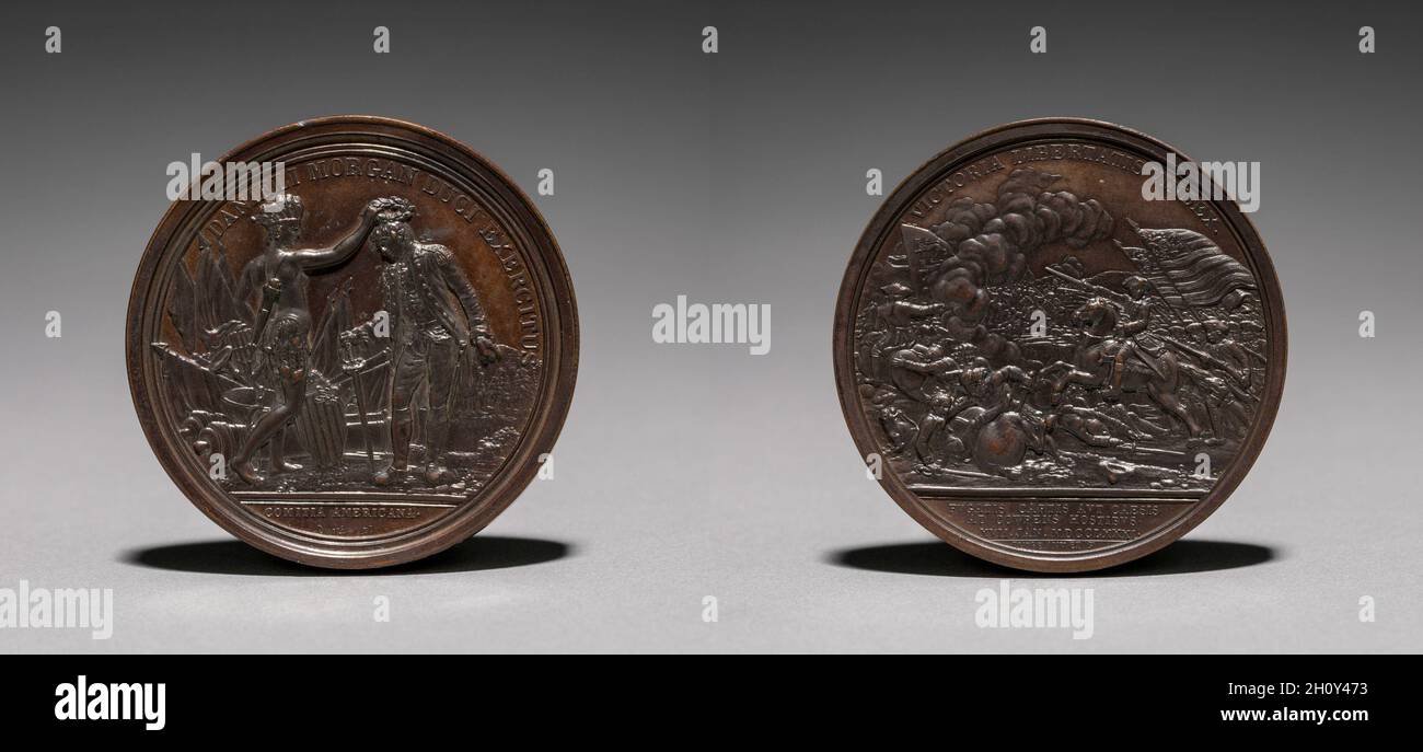 Medal: Daniel Morgan. Jules Dupré (French, 1811-1889). Bronze; diameter: 5.8 cm (2 5/16 in.). Stock Photo