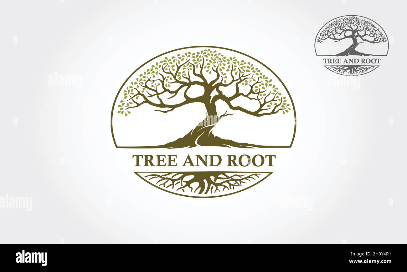 Tree And Root Vector Logo Illustration. Vector silhouette of a tree ...