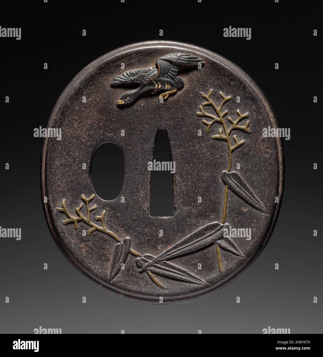 Sword Guard (Tsuba) Goose in Reeds, c. 1615-1868. Japan, possibly Edo ...