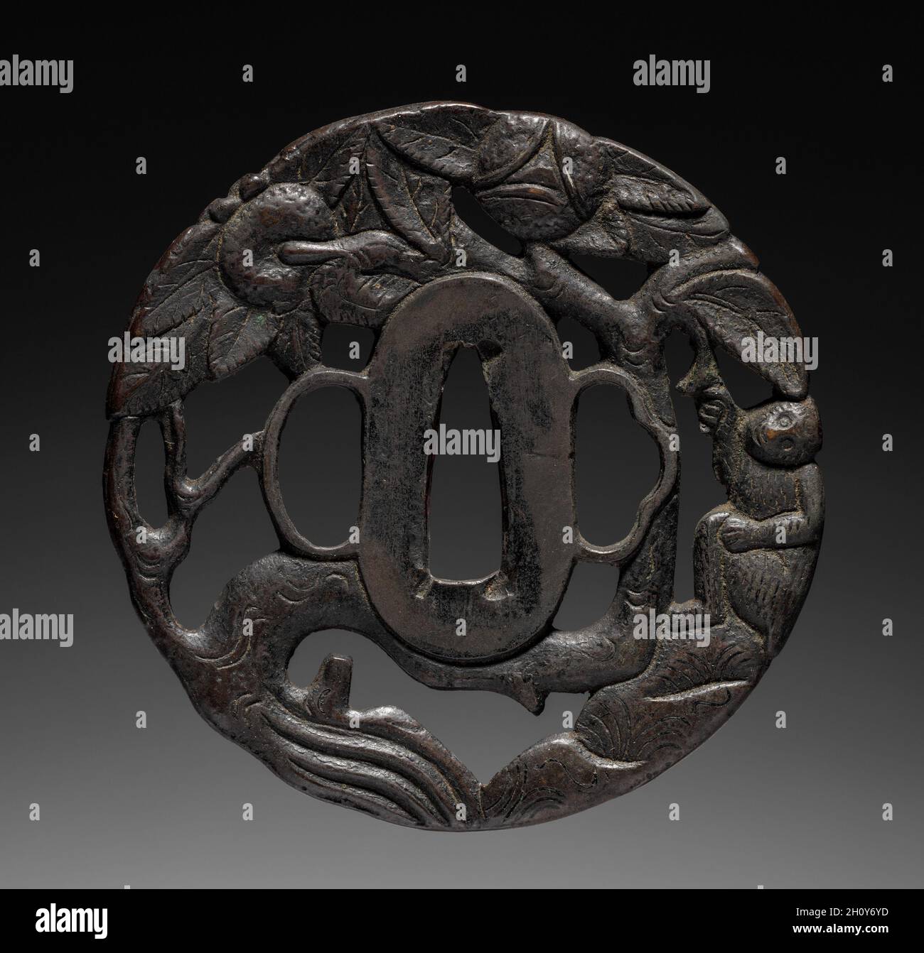 Sword Guard (Tsuba) with Monkey by Tree, c. 1615-1868. Japan, possibly ...