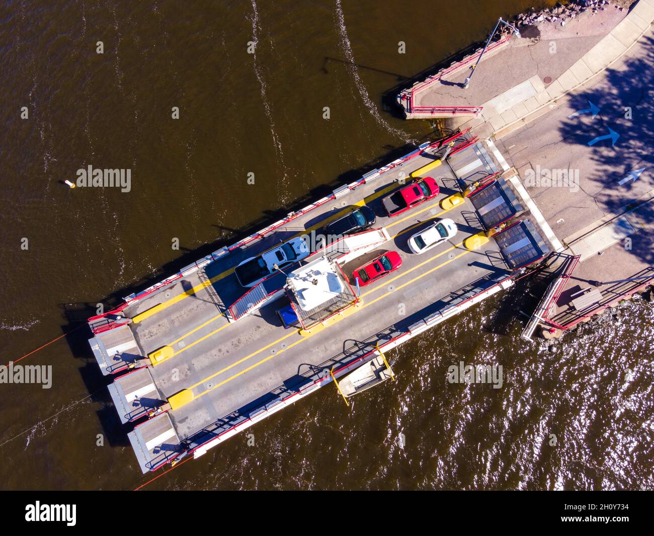 The Merrimac Ferry crosses the Wisconsin River between Merrimac and