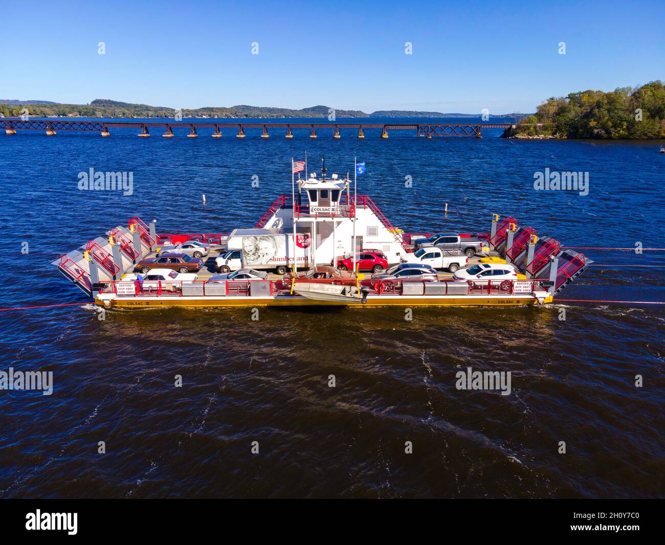 The Merrimac Ferry crosses the Wisconsin River between Merrimac and