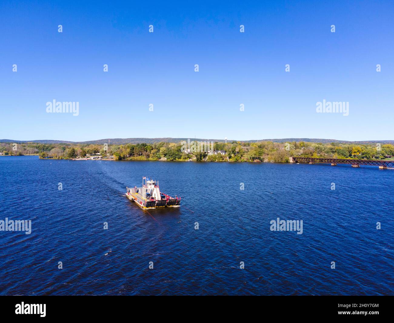 The Merrimac Ferry crosses the Wisconsin River between Merrimac and