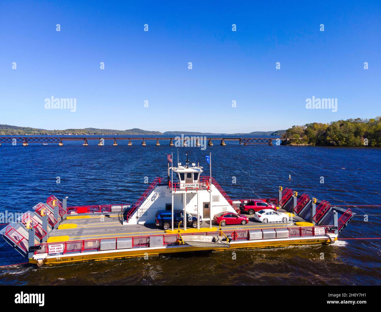 The Merrimac Ferry crosses the Wisconsin River between Merrimac and