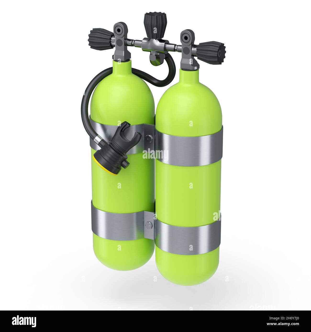 Green diving tanks or balloons full oxygen for snorkeling isolated on a