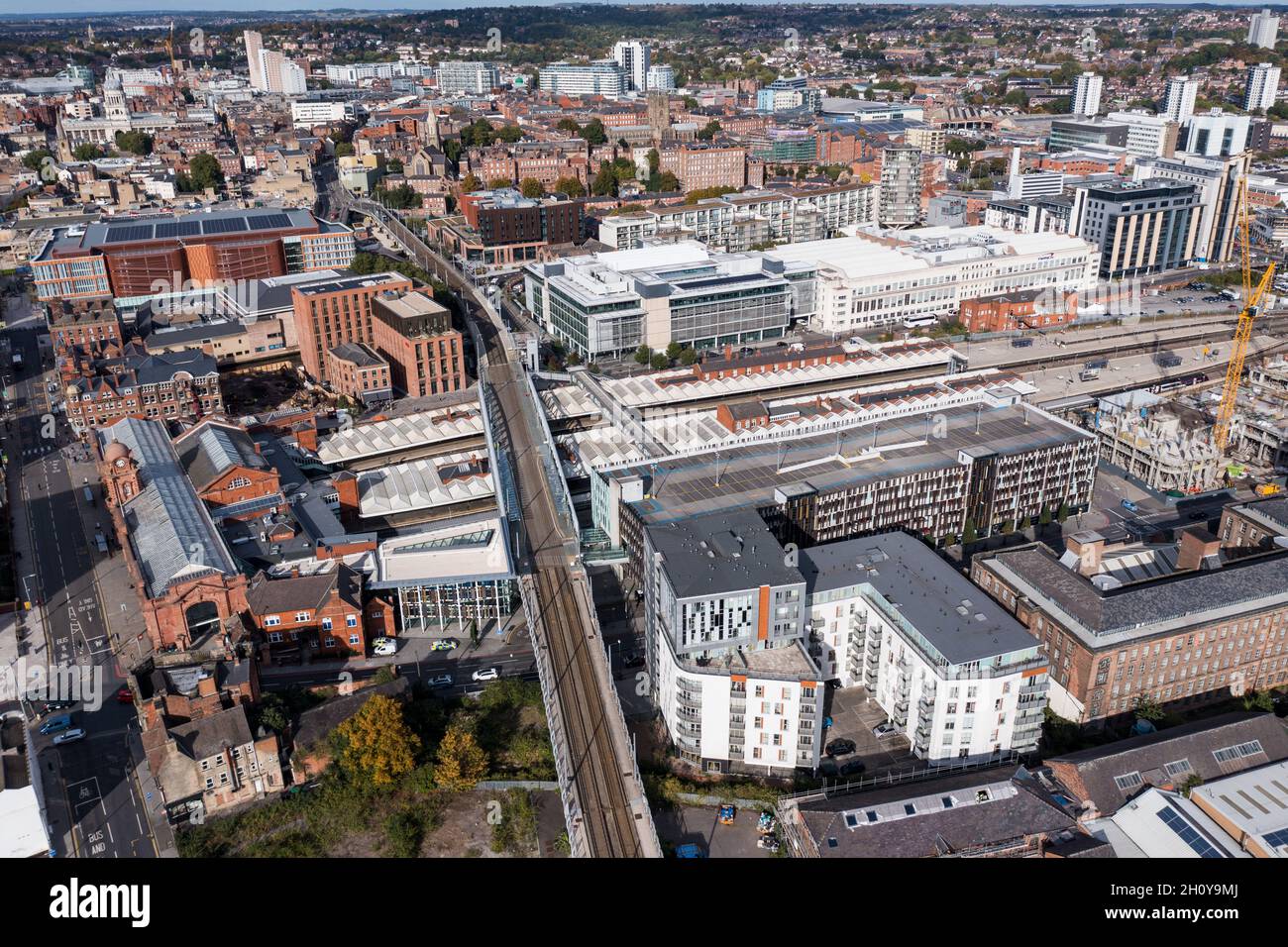 Nottingham Train Station Aerial View Stock Photo