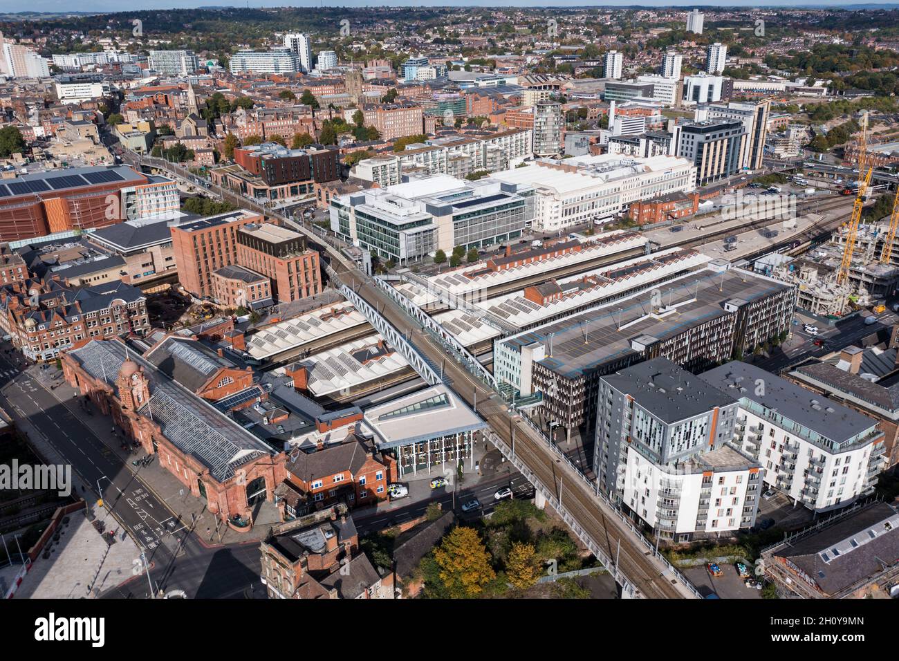 Nottingham Train Station Aerial View Stock Photo