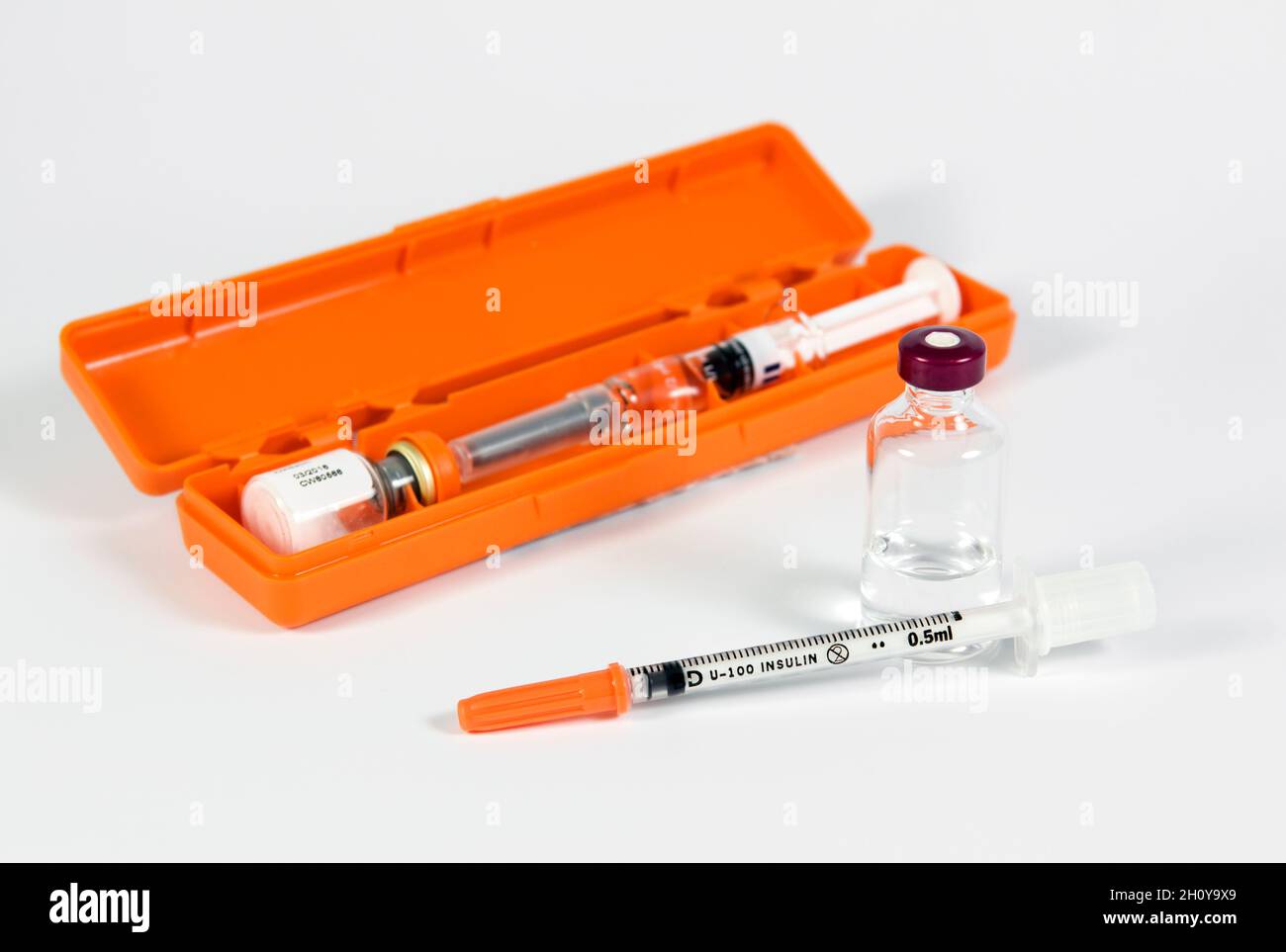 Diabetic insulin injection kit. Glucagon hydrochloride injection kit