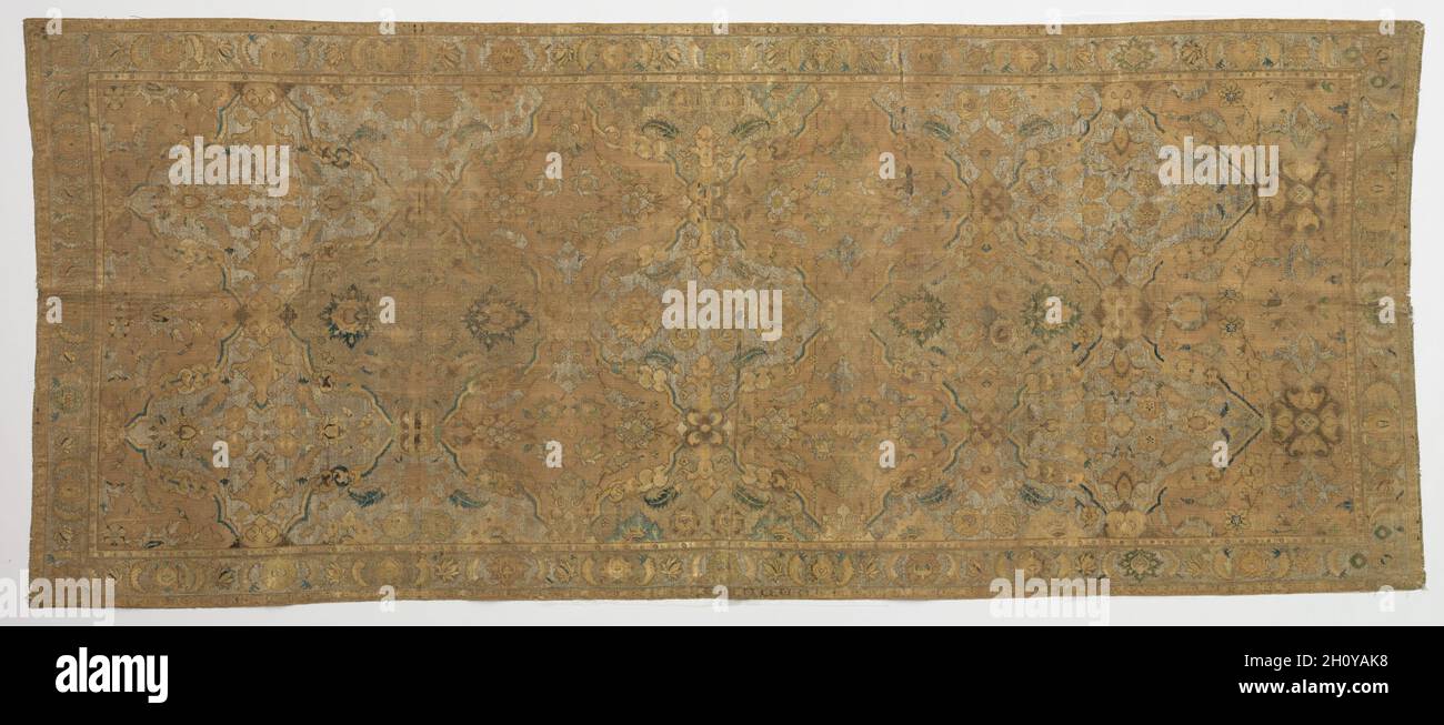 Carpet, so-called 'Polonaise', 17th century. Iran, 17th century. Senna knot: silk, silver and gold filé brocading; average: 398.8 x 165.7 cm (157 x 65 1/4 in.). Stock Photo