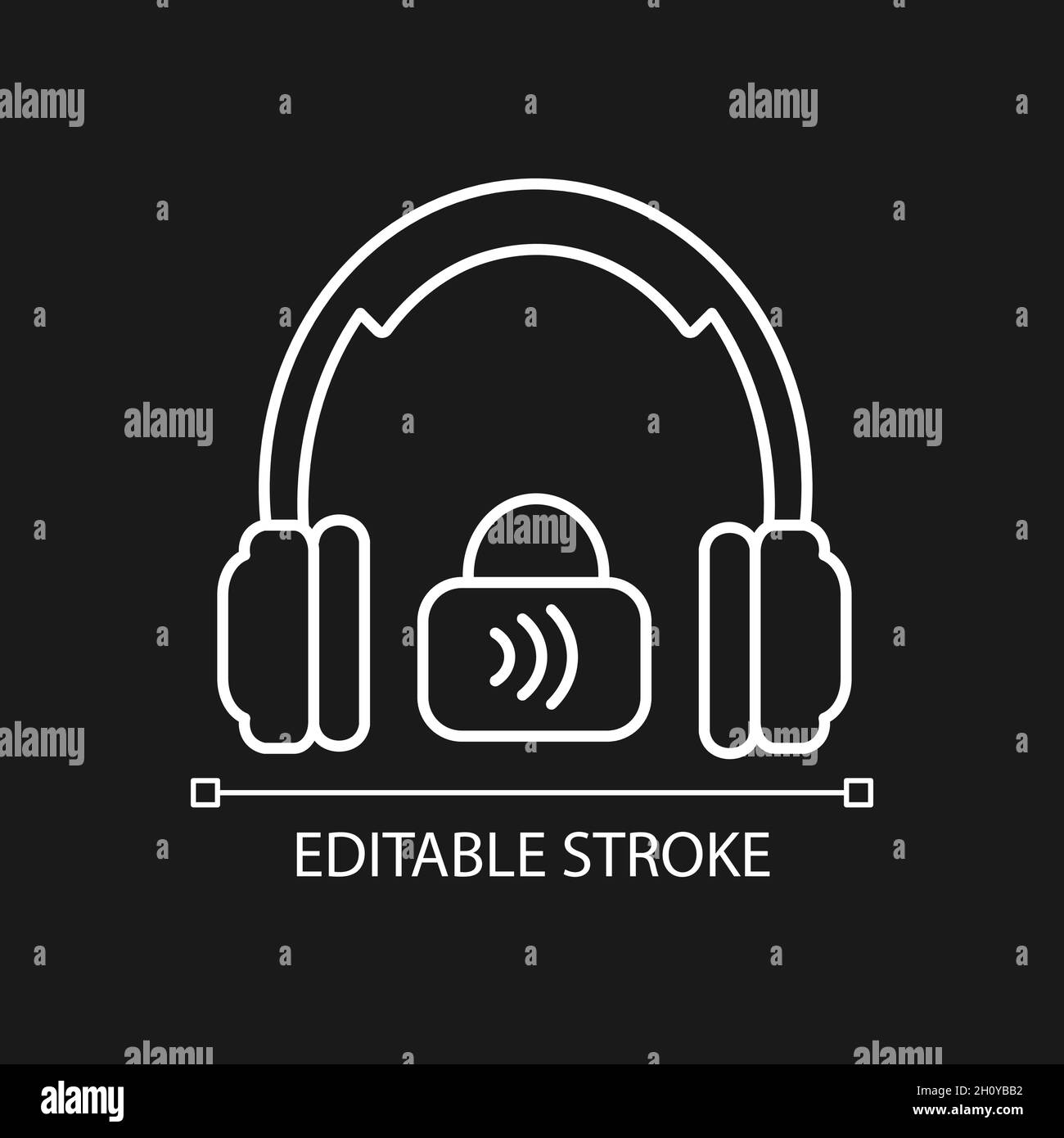Closed back headphones white linear icon for dark theme Stock Vector