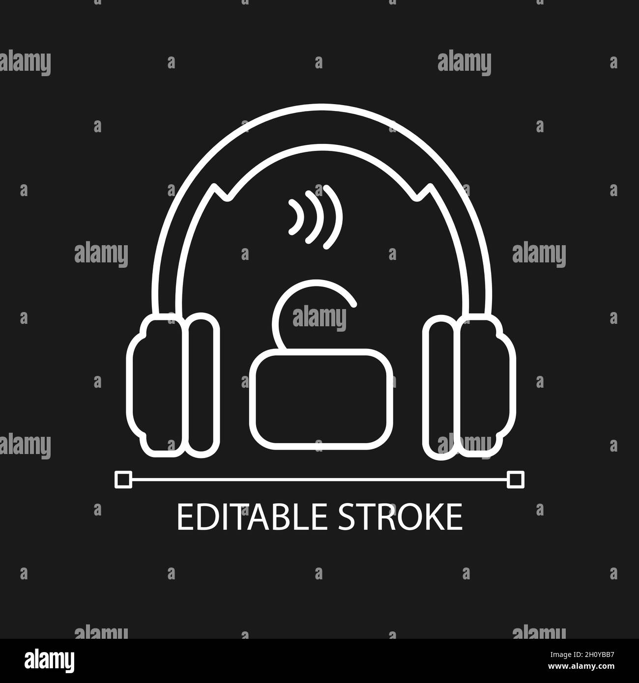 Open back headphones white linear icon for dark theme Stock Vector