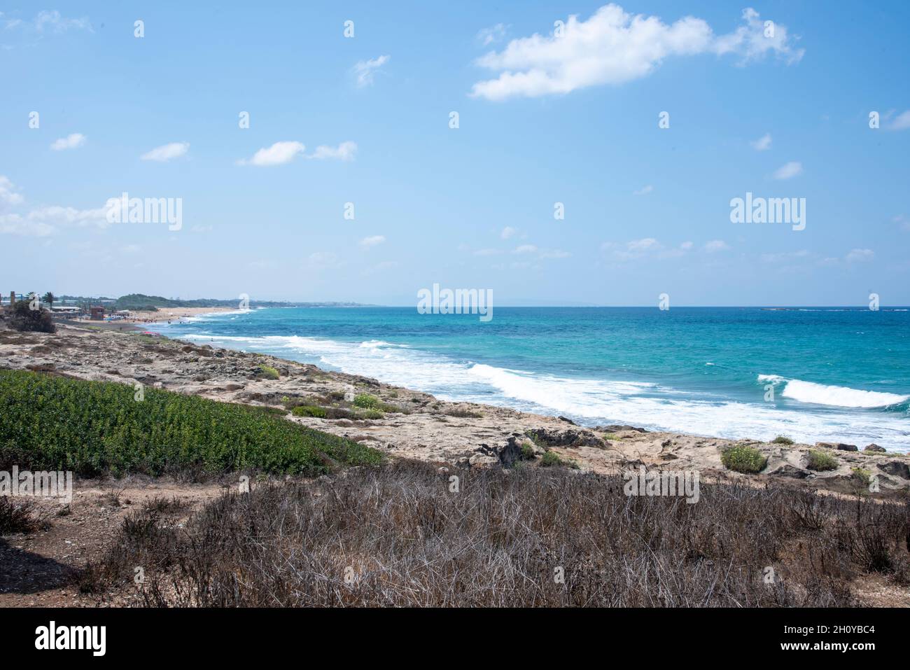 Mediterranean sea, white chalk rocks and some beaches captured from ...