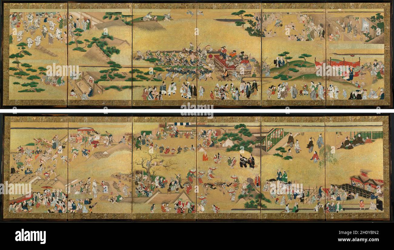 Festival Scenes, 1615-99. Japan, Edo period (1615-1868). Pair of six ...