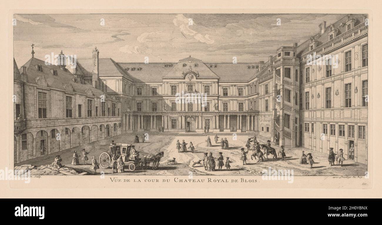 Vue de la cour du Château de Blois. Jacques Rigaud (French, 1681-1754 ...