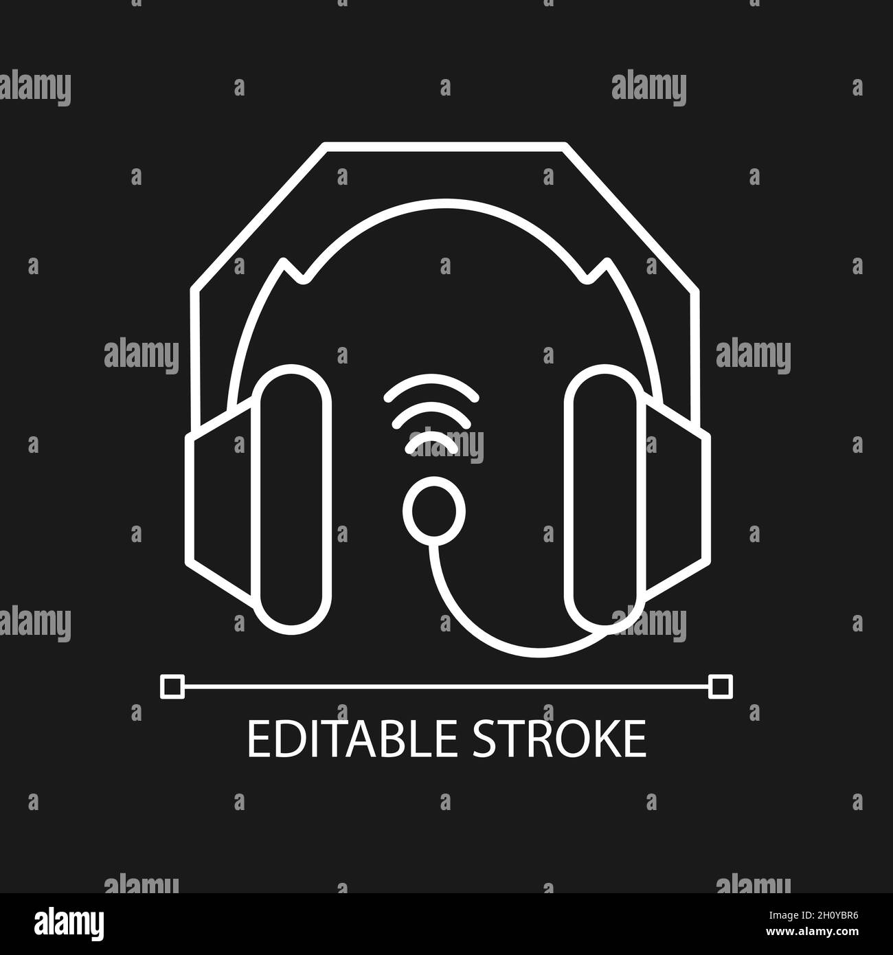 Gaming headset white linear icon for dark theme Stock Vector