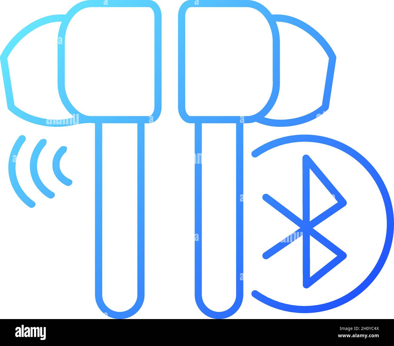 Noise cancelling wireless earphones gradient linear vector icon Stock Vector