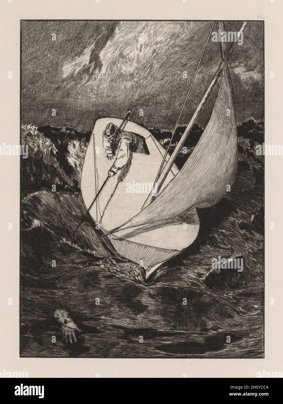 A Glove: The Rescue, 1880. Max Klinger (German, 1857-1920). Etching; Stock Photo
