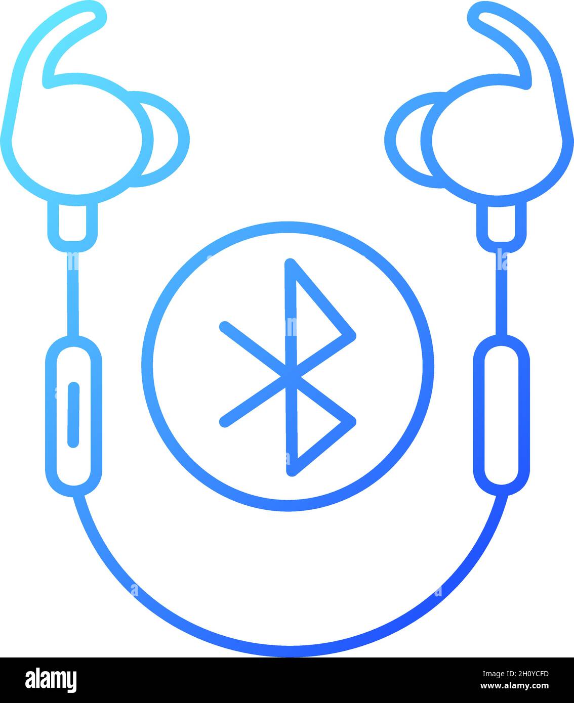 Wireless workout headphones gradient linear vector icon Stock Vector