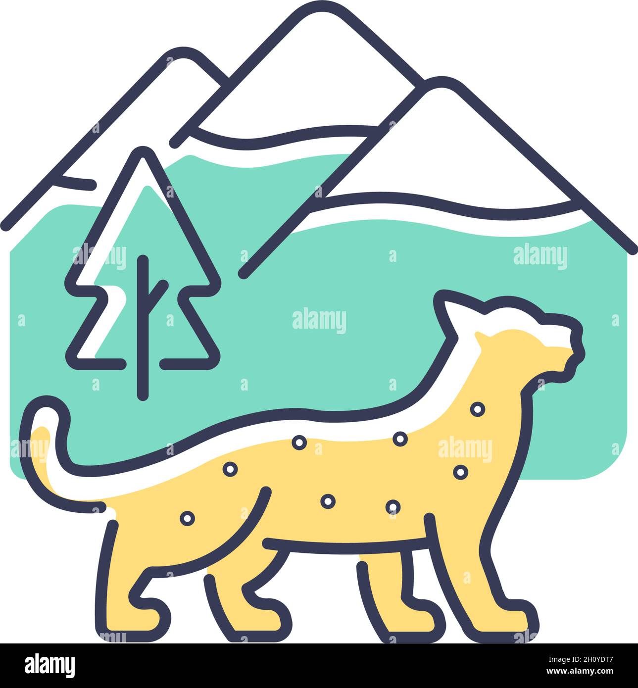 Snow leopard RGB color icon Stock Vector
