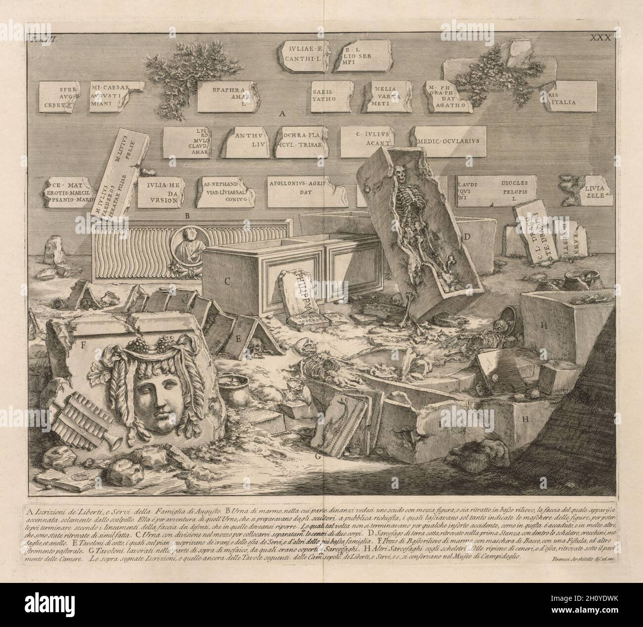 Iscrizioni de Liberti e Servi. Giovanni Battista Piranesi (Italian, 1720-1778). Etching and engraving; Stock Photo