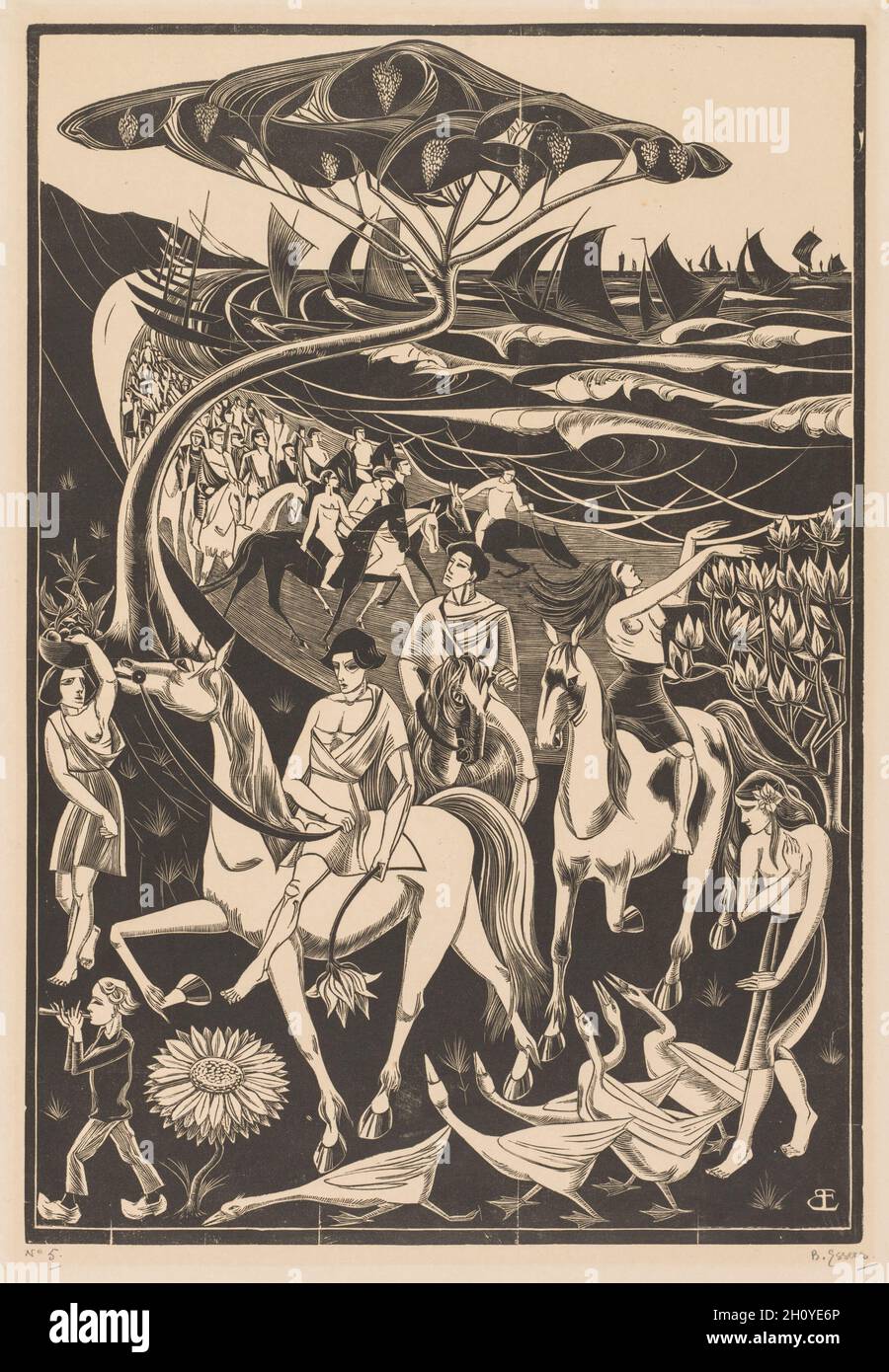 The Spring. Bernard Essers (Dutch, 1893-1945). Woodcut Stock Photo - Alamy