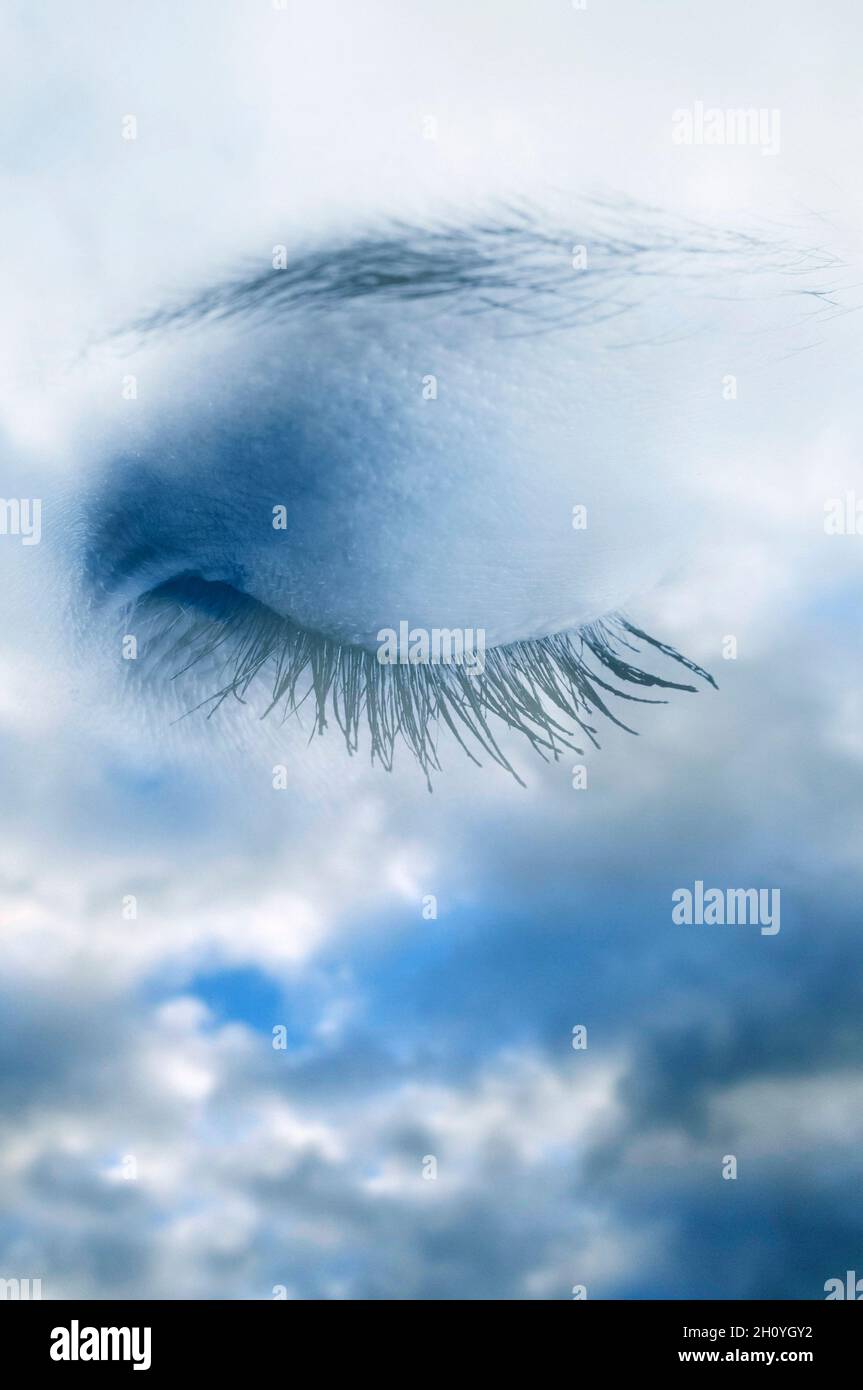 woman eye and sky, meditation and dream concept Stock Photo