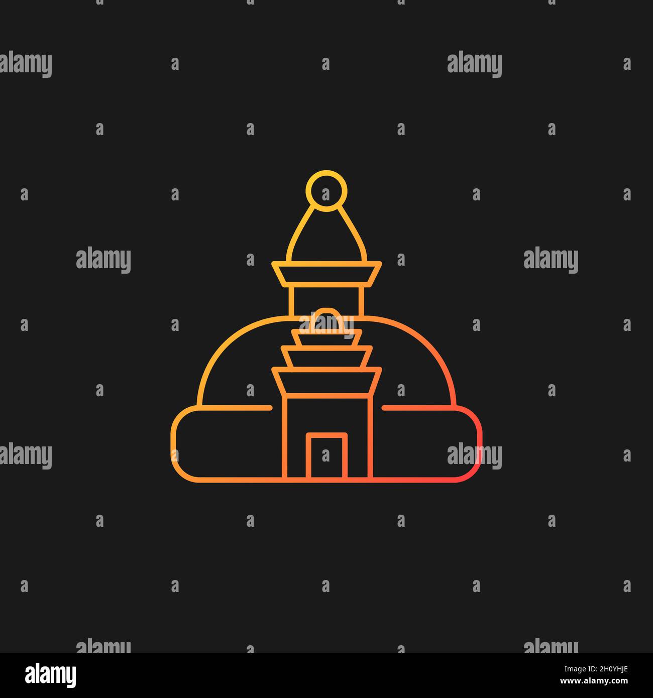 Swayambhu stupa gradient vector icon for dark theme Stock Vector