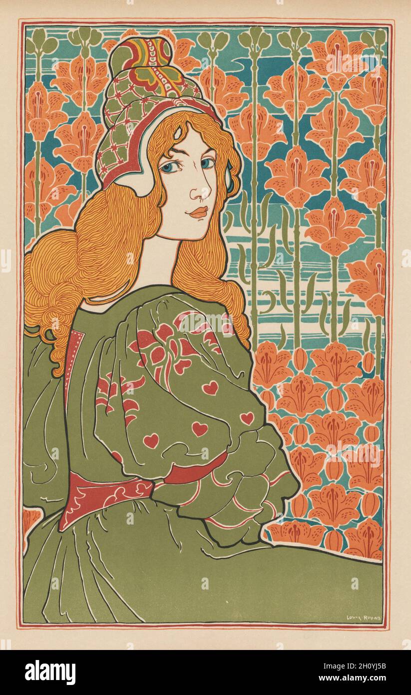 published in L'Estampe Moderne: L'Estampe Moderne: Jane, 1898. Louis Rhead (American, 1857-1926), Imprimerie Champenois. Color lithograph; sheet: 40 x 30.5 cm (15 3/4 x 12 in.); image: 35 x 21.5 cm (13 3/4 x 8 7/16 in.). Stock Photo