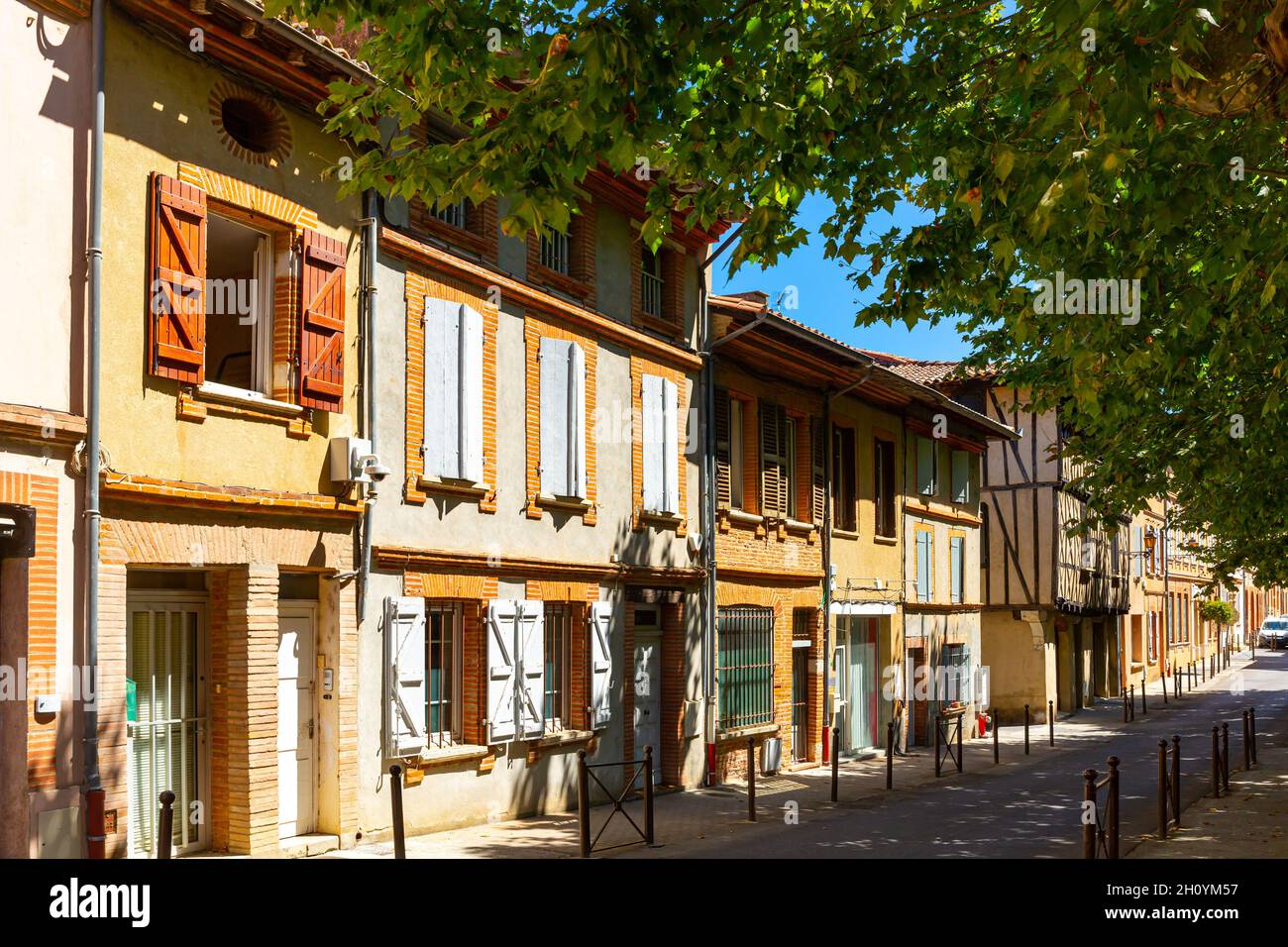 Narrow streets Muret city in Haute-Garonne, southwestern France Stock Photo
