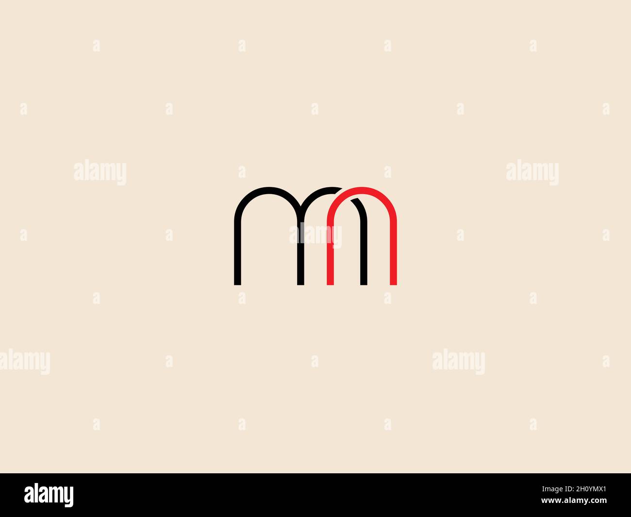 LETTERS MN LOGO DESIGN WITH NEGATIVE SPACE EFFECT FOR ILLUSTRATION USE Stock Vector