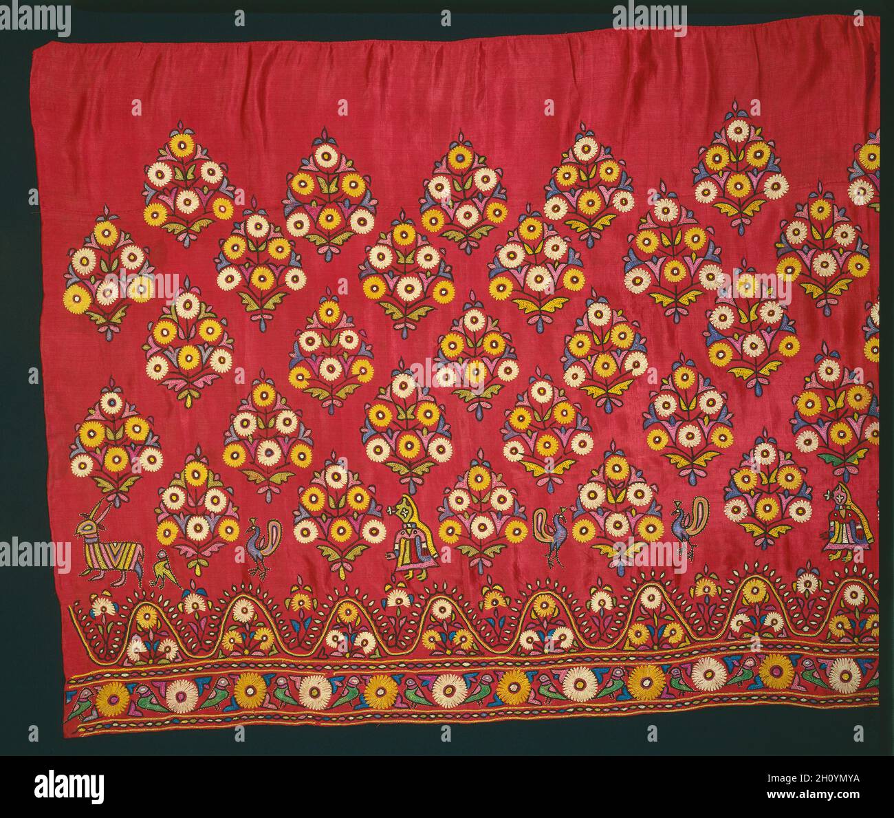 Panel for a Skirt (Ghagra), late 1800s or early 1900s. India, Cutch, late 19th or early 20th century. Embroidered satin; overall: 76.2 x 186.7 cm (30 x 73 1/2 in.). Stock Photo