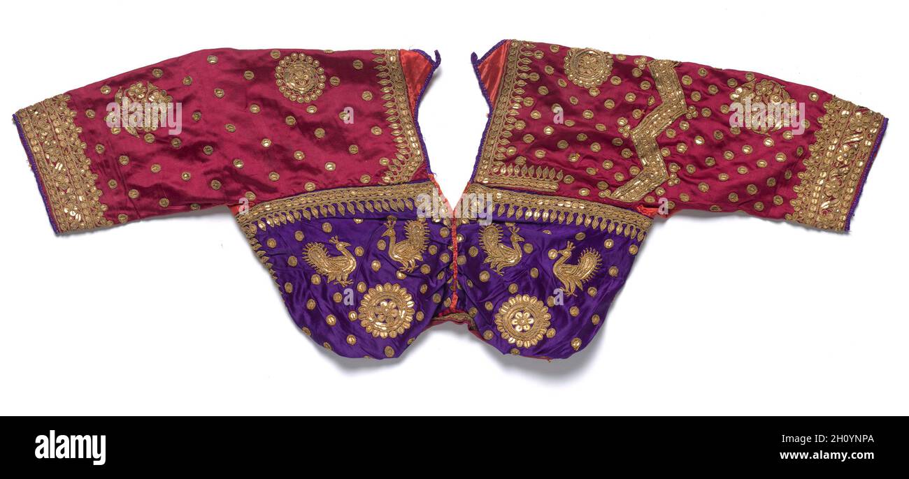 Bodice or Coli, late 1800s. India, late 19th century. Embroidered satin with gold thread and sequins; overall: 32.5 x 78.5 cm (12 13/16 x 30 7/8 in.). Stock Photo