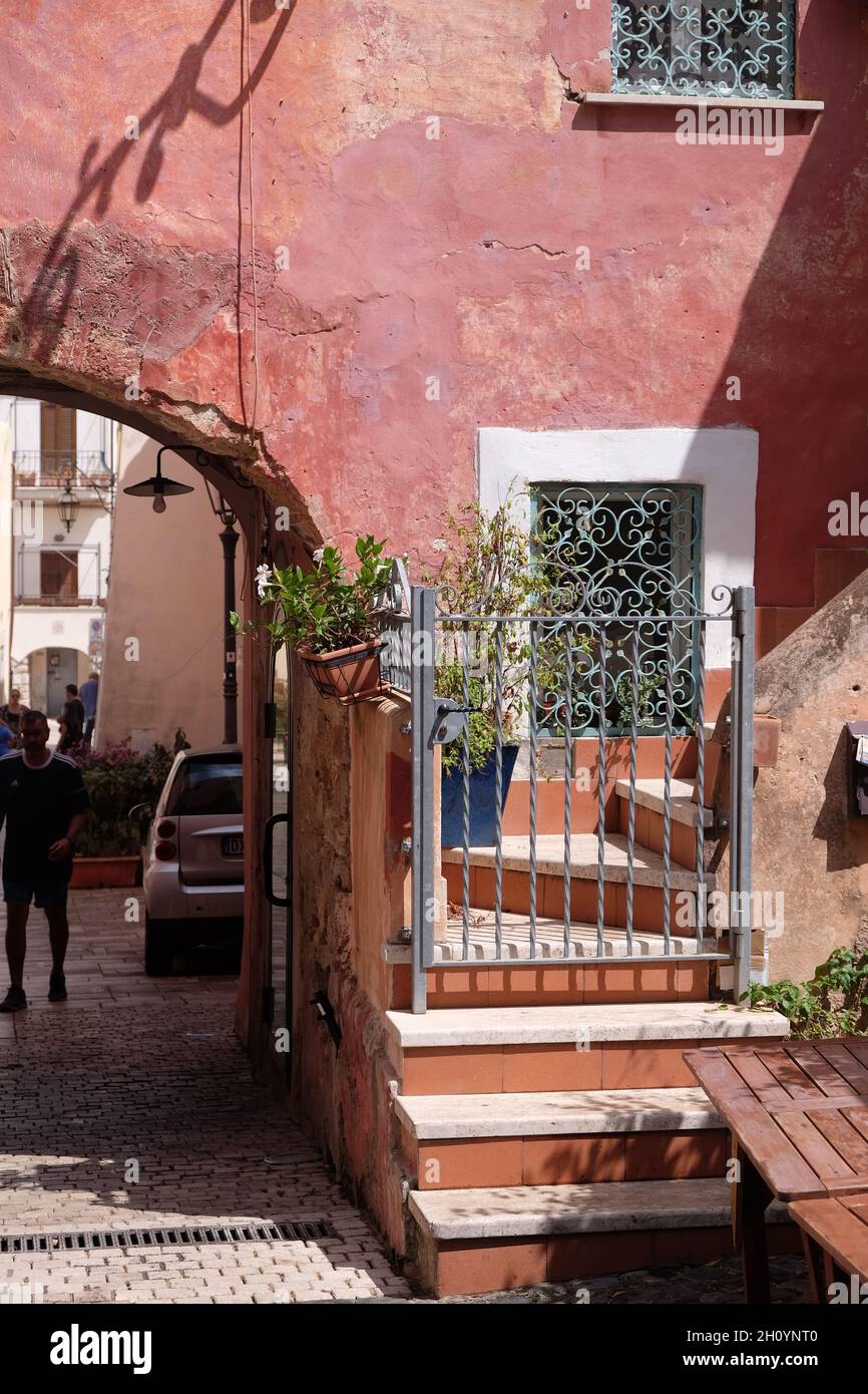 Heat places during a sunny summer day in a small historical settlement in Italy seaside Stock Photo
