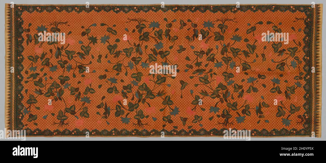 Waist Cloth, 1800s. Indonesia, Java, Samarang, 19th century. Batik; cotton; overall: 247.6 x 104.1 cm (97 1/2 x 41 in.). Stock Photo
