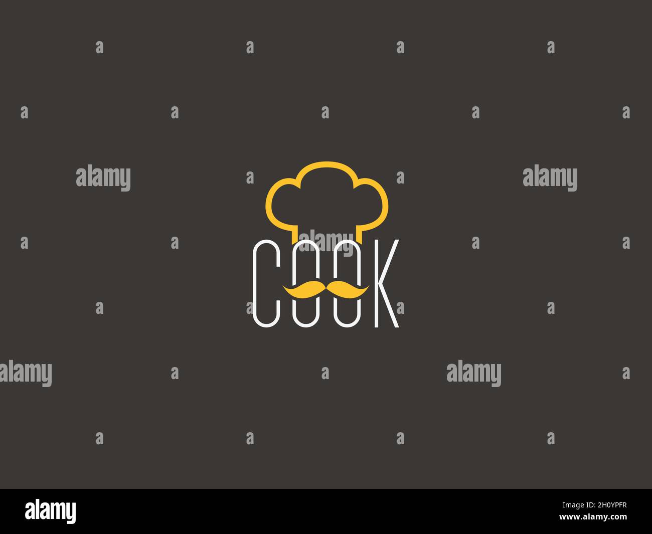 LETTER COOK LOGO WITH MUSTACHE ICON FOR ILLUSTRATION USE Stock Vector