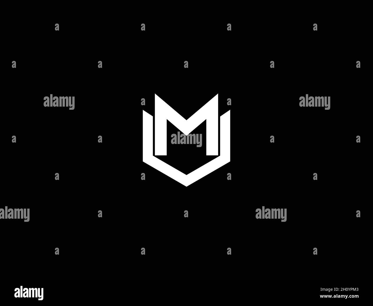 LETTERS MV LOGO DESIGN WITH NEGATIVE SPACE EFFECT FOR ILLUSTRATION USE Stock Vector