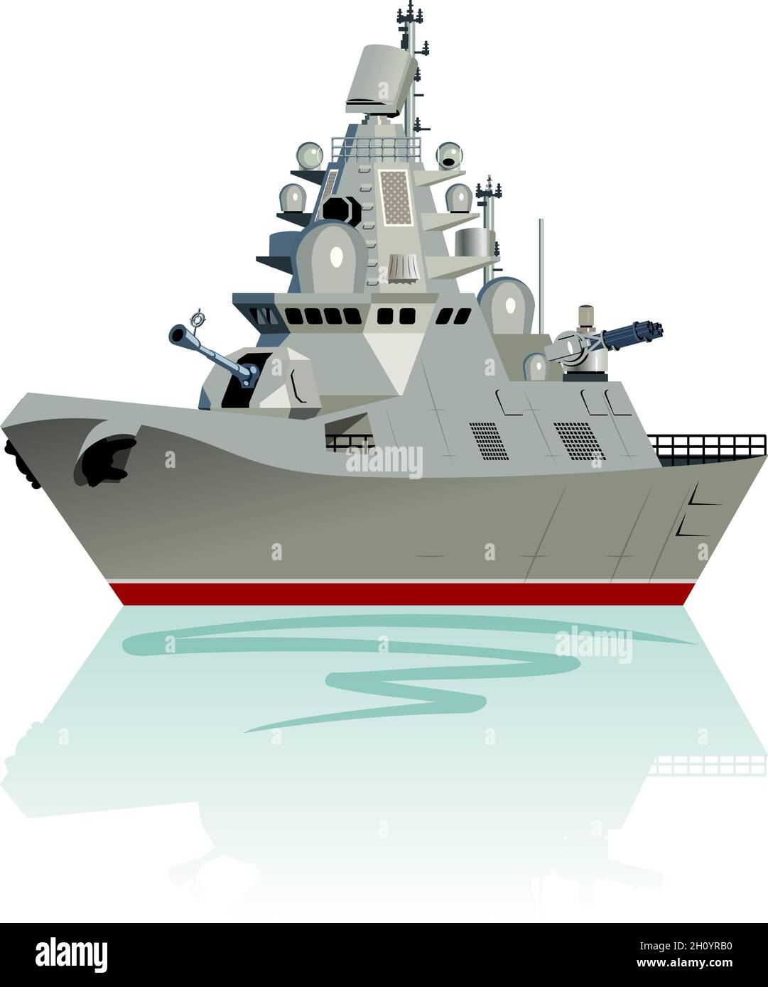 Vector cartoon modern military frigate. Available EPS-10 separated by groups and layers Stock Vector