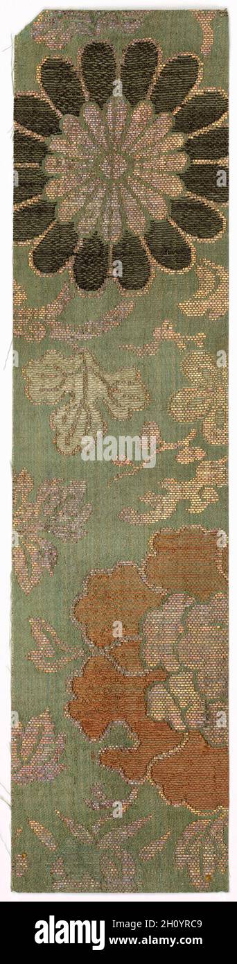 Textile Fragment, 1800s. Japan, 19th century. Silk, metallic thread; average: 25.1 x 6.4 cm (9 7/8 x 2 1/2 in.). Stock Photo