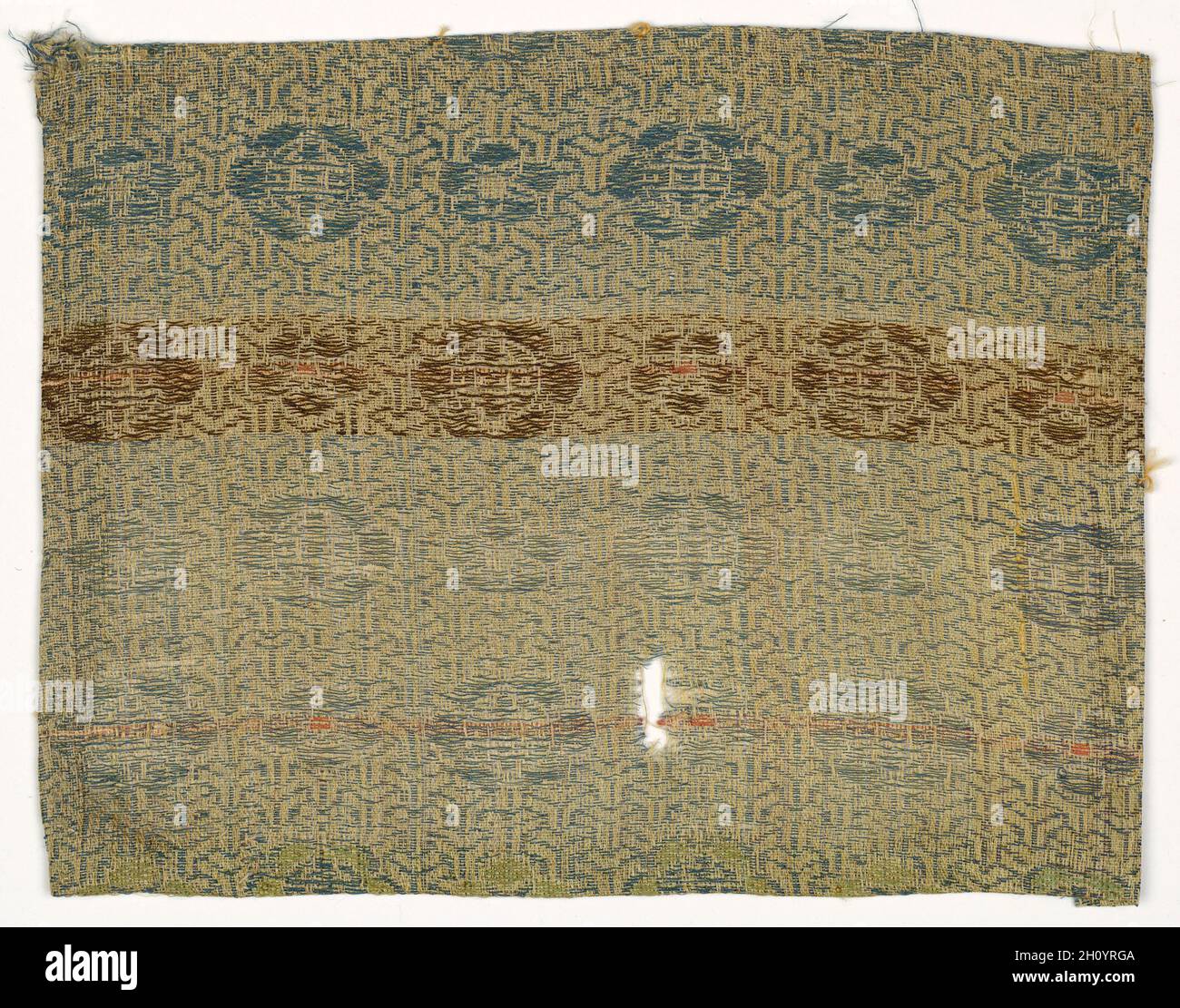 Fragment, 1800s. China ?, 19th century. Silk; overall: 14 x 10.8 cm (5 1/2 x 4 1/4 in.). Stock Photo