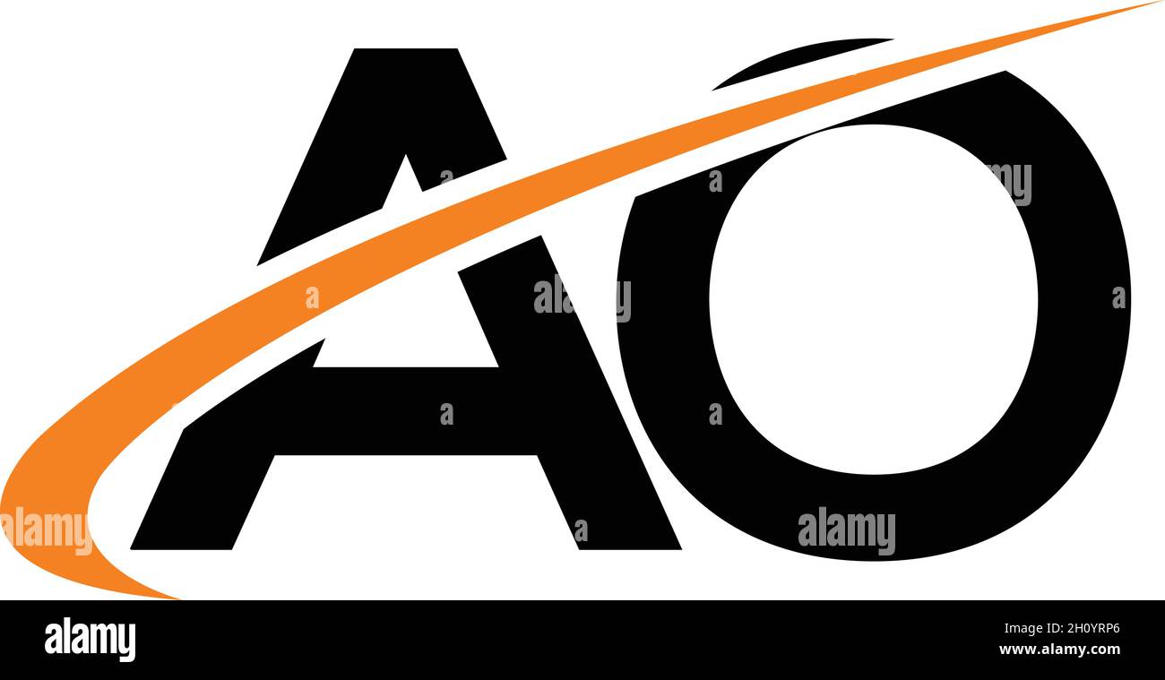 LETTERS AO LOGO DESIGN WITH NEGATIVE SPACE EFFECT FOR ILLUSTRATION USE Stock Vector