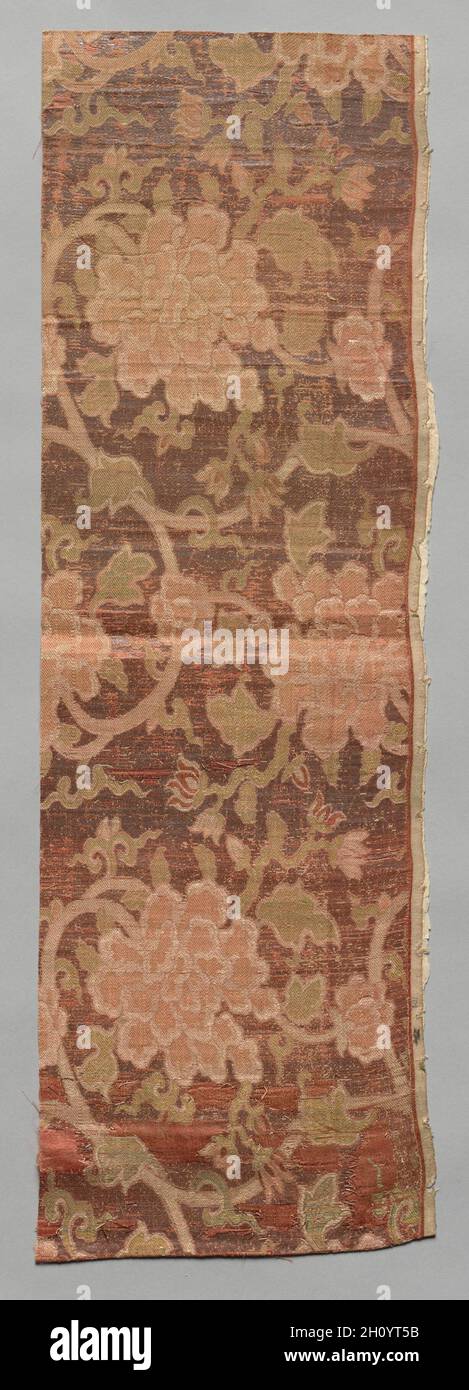 Textile Fragment, 1800s. Japan, 19th century. Silk, metallic thread; average: 67.3 x 21.6 cm (26 1/2 x 8 1/2 in.). Stock Photo