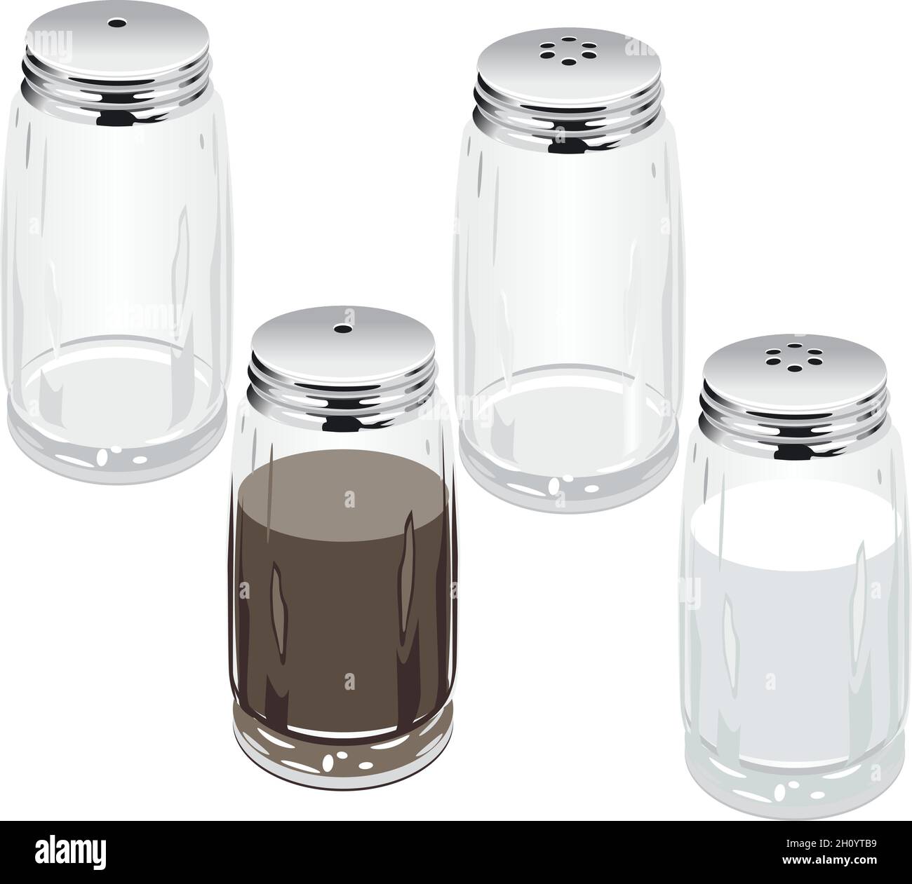 Vector salt & pepper shakers Available EPS-8 vector format separated by groups and layers for easy edit Stock Vector