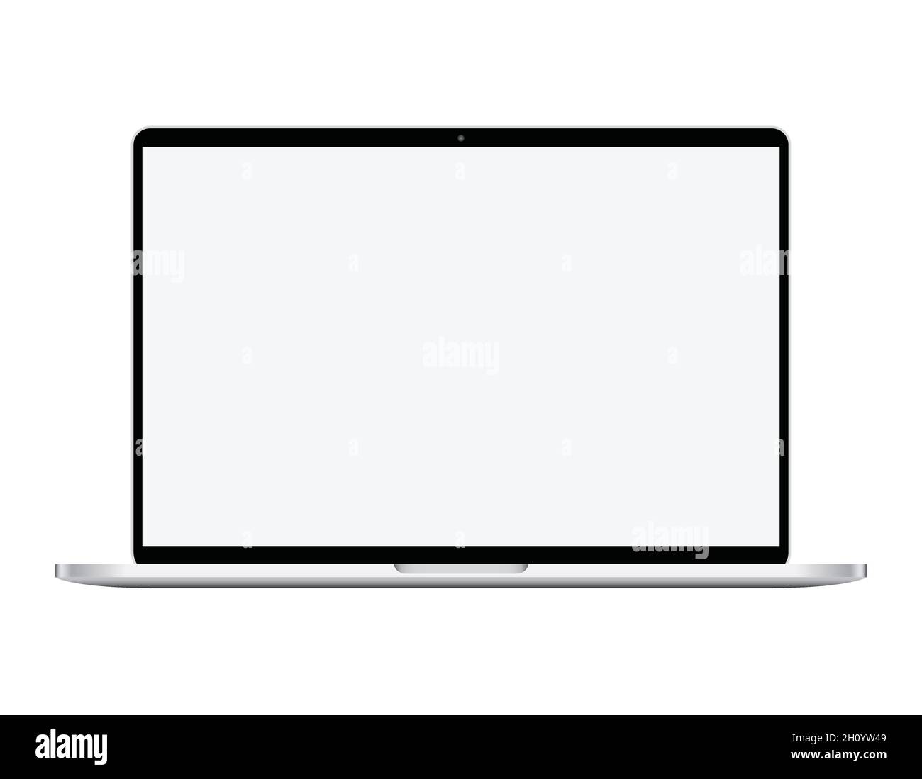 Modern new model macbook pro silver notebook, flat laptop computer design. Stock Vector