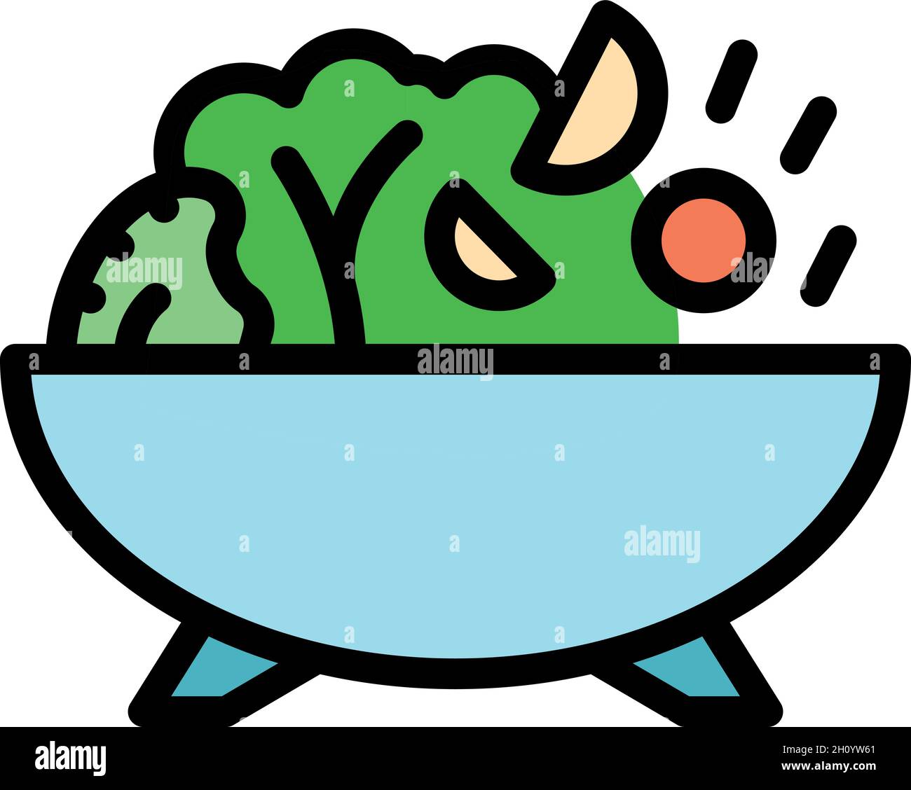 Wok menu food icon. Outline Wok menu food vector icon color flat ...