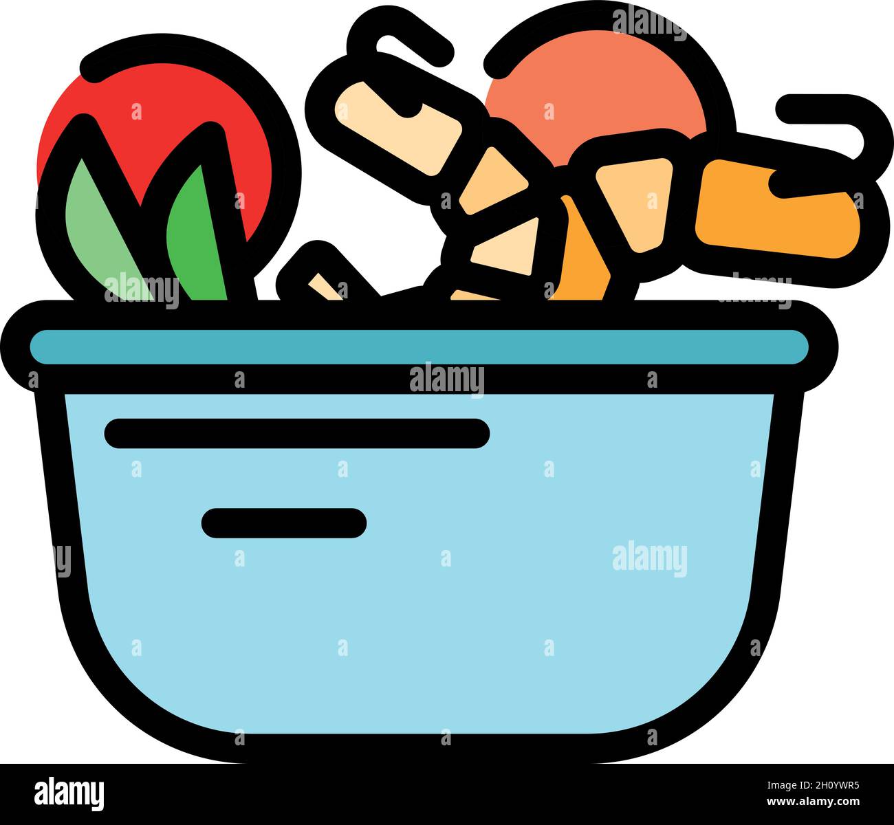Wok menu cook icon. Outline Wok menu cook vector icon color flat ...